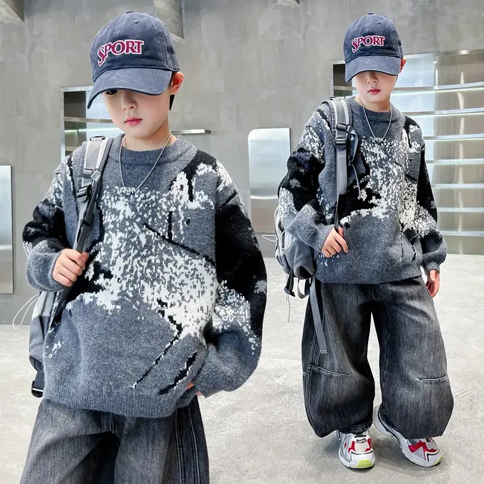 Pull de Noël grisonnant pour garçon âgé de 6 à 15 ans style décontracté pour toutes les saisons occasions spéciales et quotidiennes