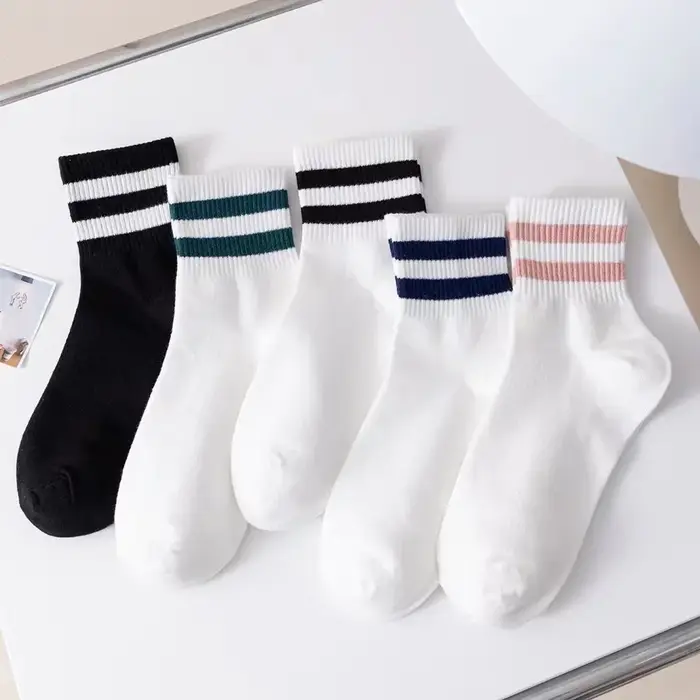 Lot chaussettes sport mi-mollet femme - Modèle barres parallèles anti-transpiration durable