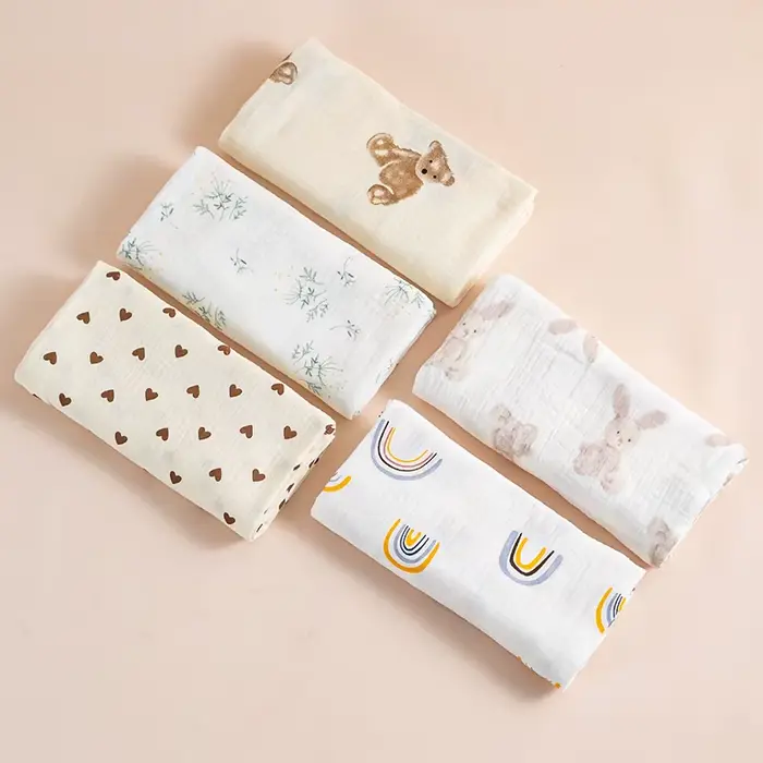 Ins – couverture d'emmaillotage en mousseline pour bébé, 2 couches de coton, pour nouveau-né, servie