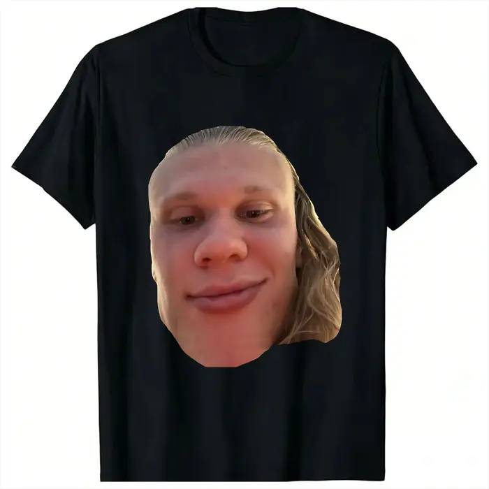 T-shirt à col rond et manches courtes pour hommes, avec photo de chèvre norvégienne, Erling Haaland,