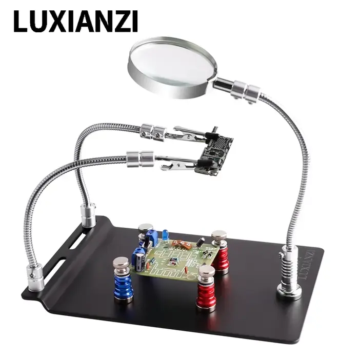 LUXIANZI-Main d'Aide à la Soudure, Carte PCB, Fiosphréinitialisation avec Base Magnétique 3X Loupe B