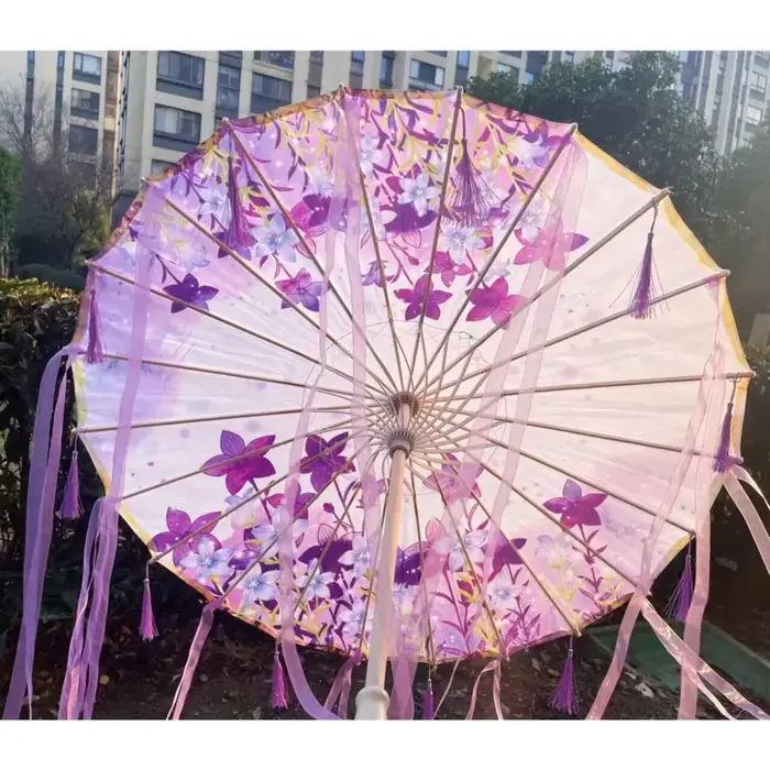 Hanfu – parapluie à pampilles violet lavande, Anime, coupe-vent, pour danse sur la plage, Cosplay, p