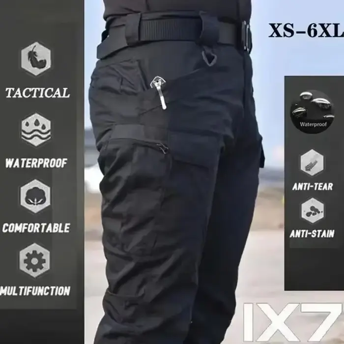 Pantalon cargo tactique imperméable homme - Chasse travail outdoor couleur unie joggers S-6XL