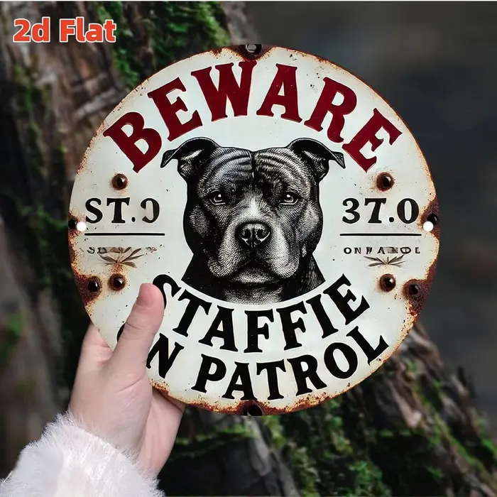 1 pièces 8in 2D planaire vigilant Staffordshire Bull Terrier équipe de patrouille disque rond en bois couleur imprimé noir chien de Police pendentif cadeau