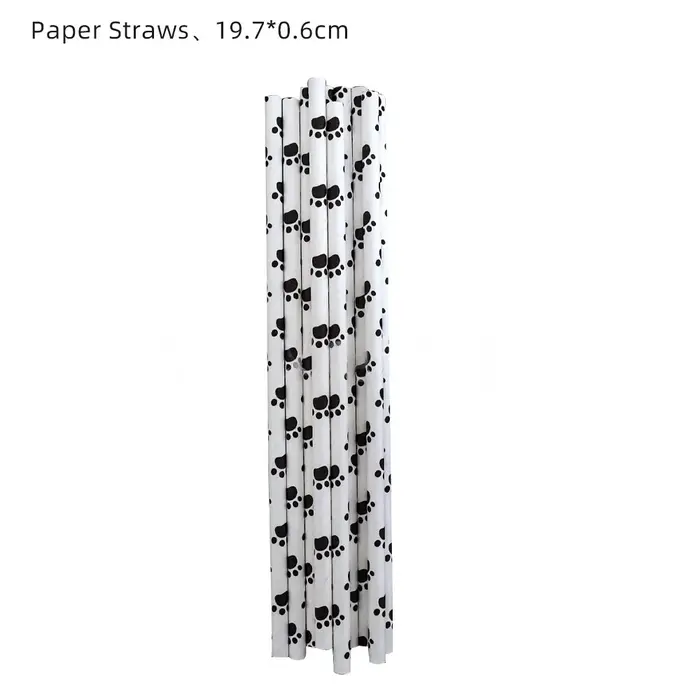 20/50/80 pailles en papier à motif de patte de chien, pailles à thème animalier pour chien et chiot,
