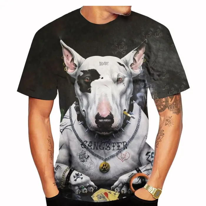 Drôle Bull Terrier T-Shirts chien de compagnie impression 3D Streetwear hommes femmes mode surdimensionné à manches