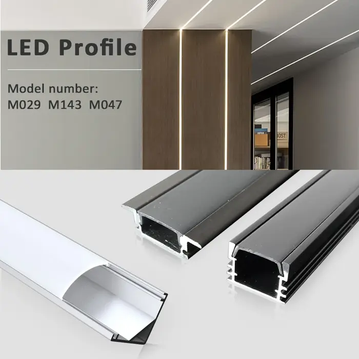 Bande lumineuse LED 50CM, canal profilé en aluminium, diffuseur noir argenté, couvercle PC pour 8mm/