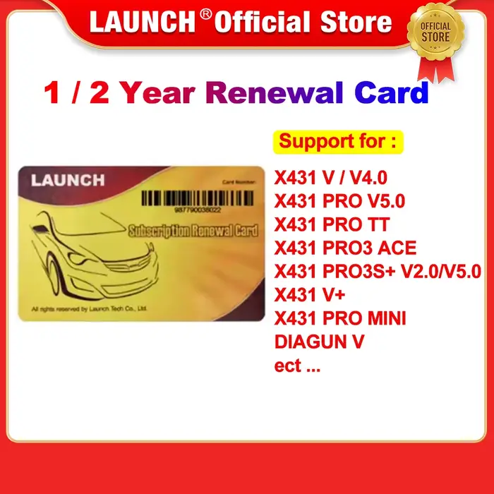 LAUNCH X431 V/V+/PRO V5.0/PRO3S+/PRO TT/PRO3 ACE – Licence de abonnement d'activation logicielle 1/2
