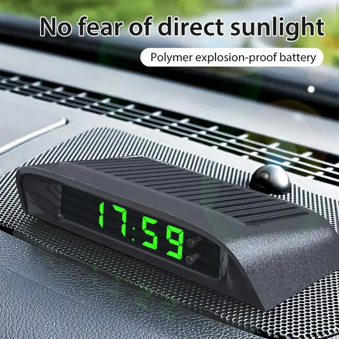 Horloge Numérique Interne de Voiture avec Batterie spatirée, Accessoire de Décoration Solaire, 6224 