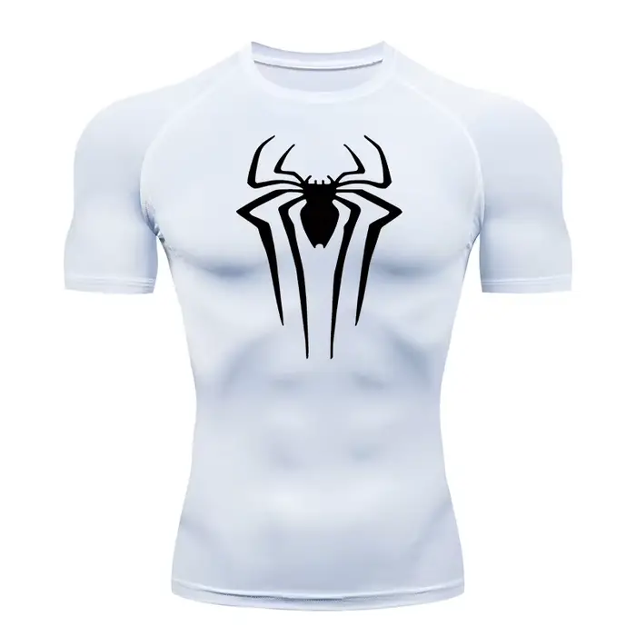 Chemises de Compression imprimées araignée pour hommes, t-shirt d'été à manches courtes, protection 