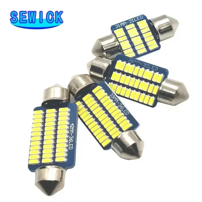 100 pièces feston voiture LED intérieur lampe de lecture 4000K blanc chaud C5W C10W 31mm 36mm 39mm 4