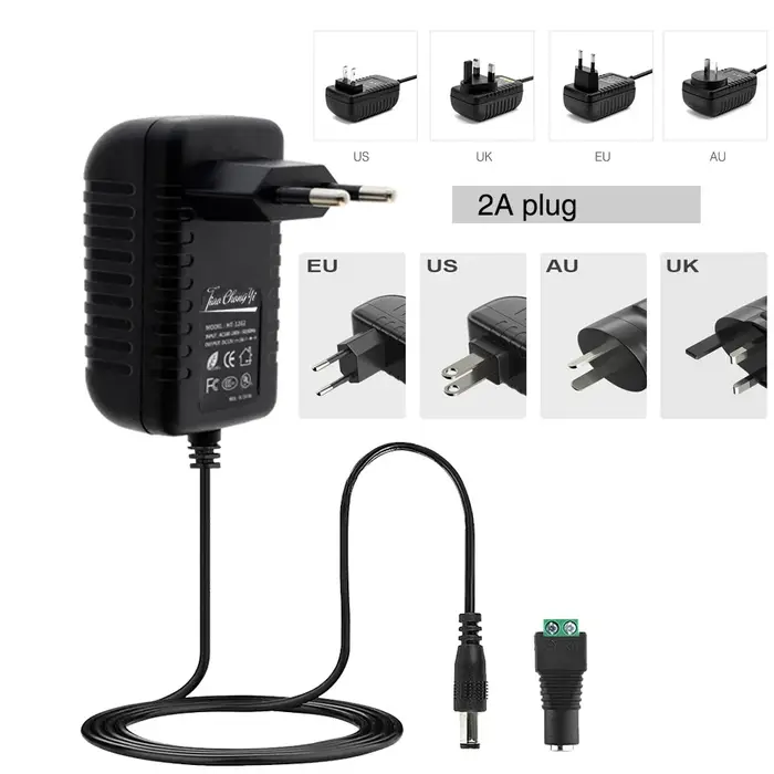 Adaptateur convertisseur de puissance 12V, 2A, 24W, prise EU, US, UK, AU, AC 100-240V à DC12V, trans