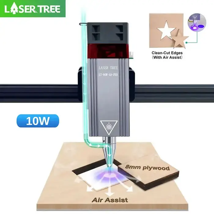 Module Laser arbre Laser 5W 10W avec tête de gravure Laser à assistance pneumatique tête Laser à lum
