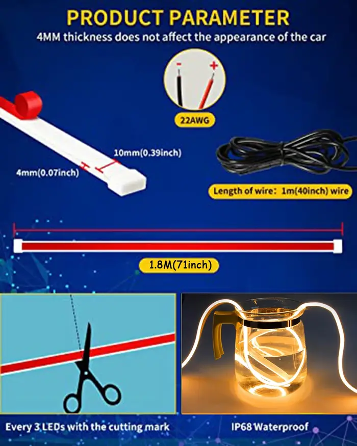 Bande lumineuse extérieure à LED pour capot de voiture, clignotants séquentiels, DRL dynamique, blan