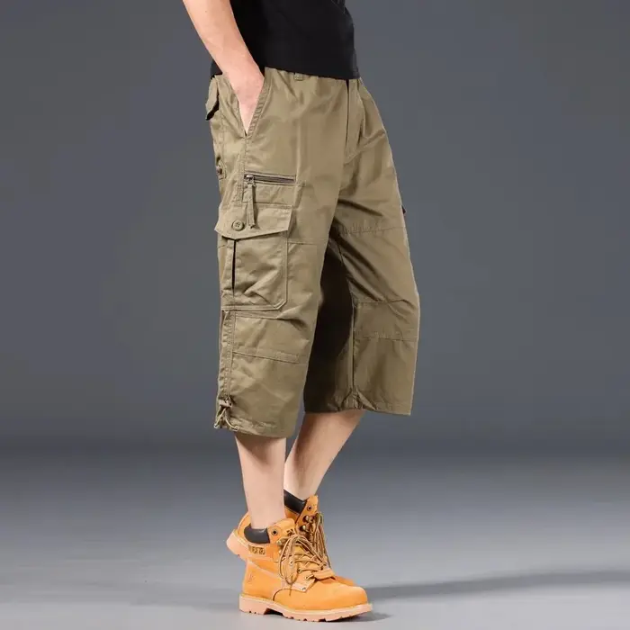 Short Cargo d'été pour hommes, ample, décontracté, sous le genou, taille élastique, grande taille, J
