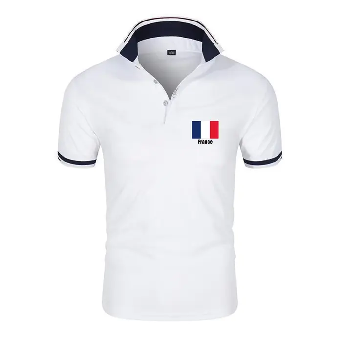 Nouveau Polo Décontracté Respirant en Coton Imprimé Drapeau FRANCE 2026 pour Homme – Six Couleurs Te