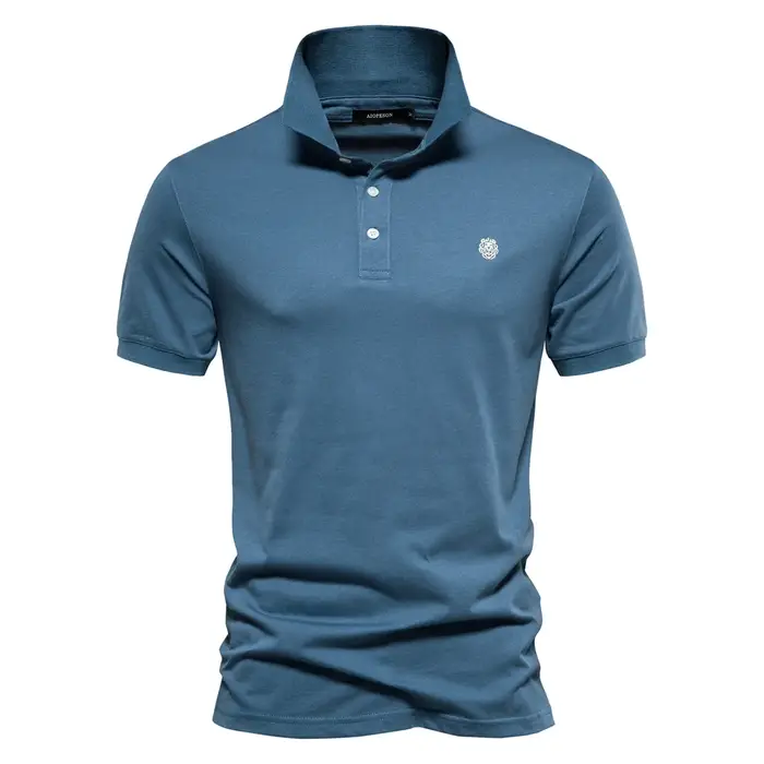 AIOPESON 100% coton broderie hommes polos couleur unie à manches courtes Polos pour hommes nouvelle 