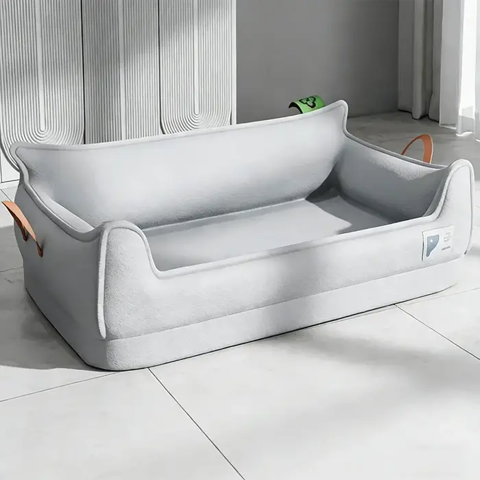 Canapé-lit orthopédique en cuir pour chien – Lit pour animal de compagnie rectangulaire détachable a