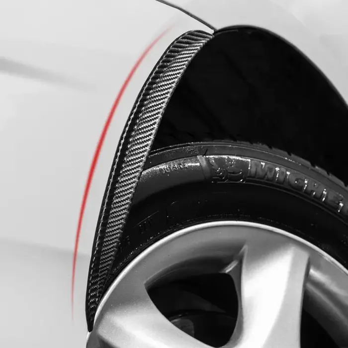 Sourcils de roue de voiture en caoutchouc et Fiber de carbone, garniture de protection universelle, 