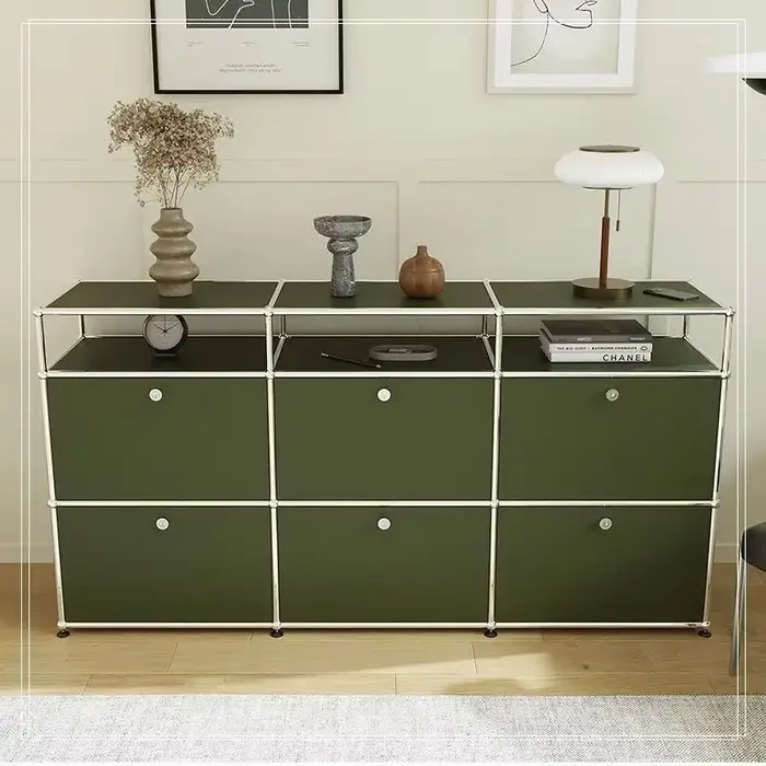 Commode moderne en acier inoxydable vert Olive, meuble TV, Module de rangement, combinaison de buffe