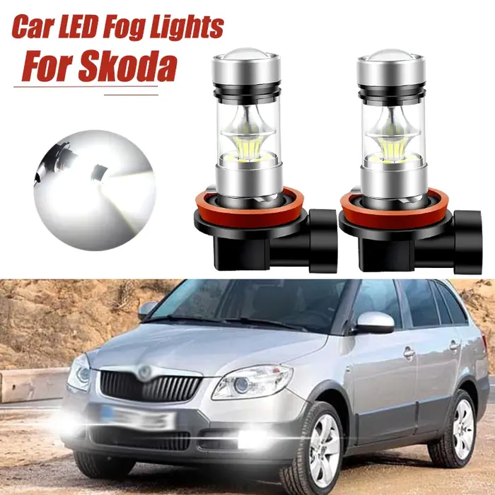 2x phares antibrouillard LED H8 Canbus sans erreur, pour Skoda Fabia Kamiq Karoq kodiaj Octavia MK2 