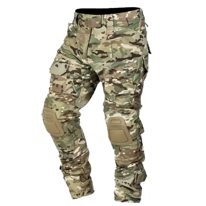 Pantalon cargo tactique camouflage homme + genouillères chasse pêche trekking respirant imperméable