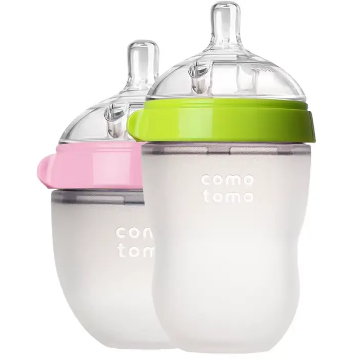 Biberon en Silicone vert/rose 5 oz et 8 oz, 2 paquets biberon sans BPA pour enfants
