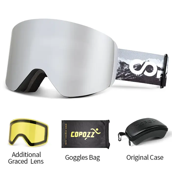 COPOZZ-Masque de ski OTG 506 pour homme et femme, kit de lunettes avec étui à lentilles jaunes, prot