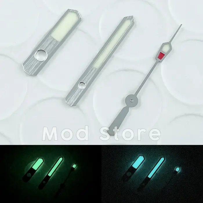 Aiguilles NH35 haut de gamme brossées vert lumineux C3 pour mouvements NH35A NH36A - Mod SKX BGW9