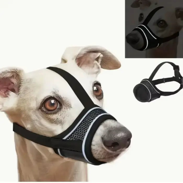 Muselière pour chien respirante en maille, anti-morsure, anti-aboiement, anti-mastication, avec sang