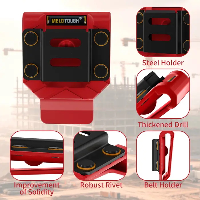 Support de forage Melotough clip de ceinture de forage étui de forage pour perceuse visseuse et ruban mesure unisexe adaptable pour artisans et bricoleurs
