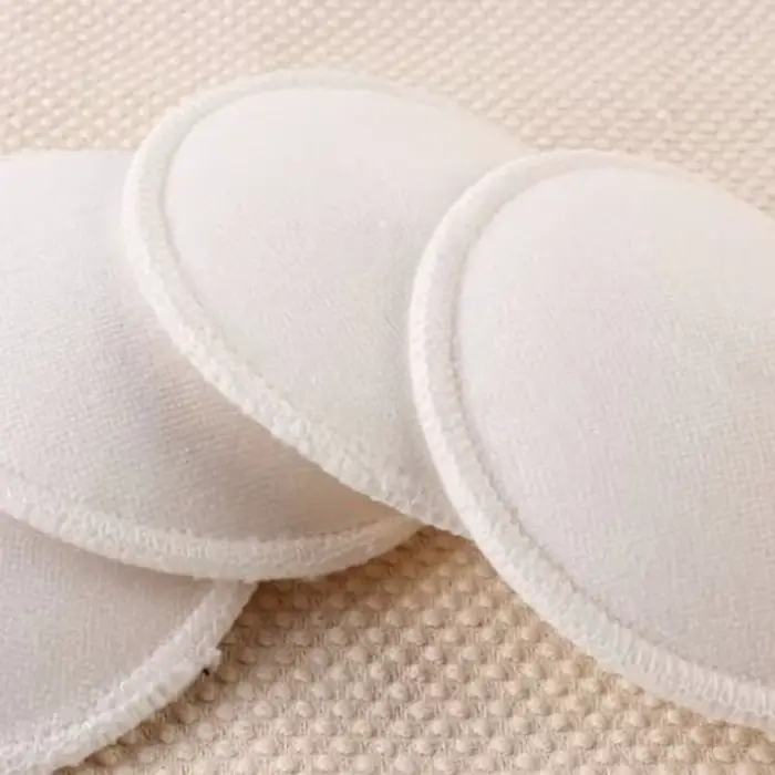 Coussinets d'allaitement en coton absorbant doux blanc, lavables et réutilisables, vente en gros, 4 