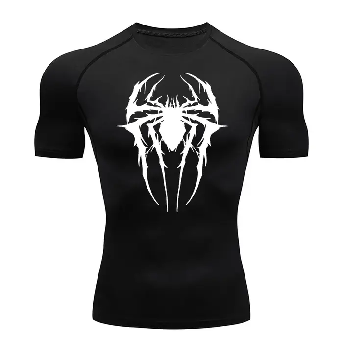 Spider graphique Compression chemises pour hommes gymnastique entraînement anti-éruption athlétique 