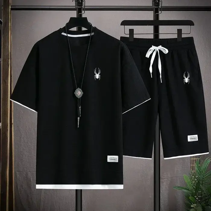 Ensemble T-shirt à manches courtes et short de sport pour hommes, vêtements de sport décontractés et