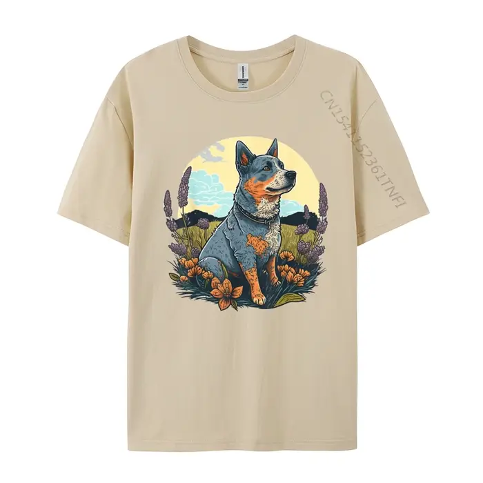 T-shirt imprimé chien à talon bleu mignon pour hommes, Économie gothiques Kawaii, Économie en coton 