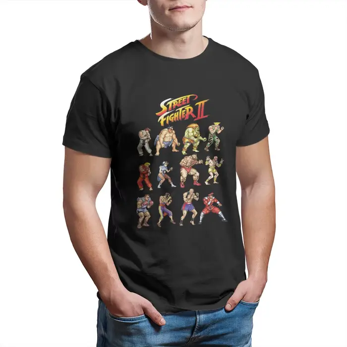 Street Fighter Street warrior imprimé t-shirt 100% coton Vintage vêtements pour hommes grande taille t-shirt imprimé