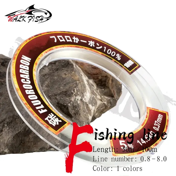 WALK FISH 100% Ture fluorocarbone ligne de pêche 50M 100M Super résistance 0.14-0.6mm Monofilament e