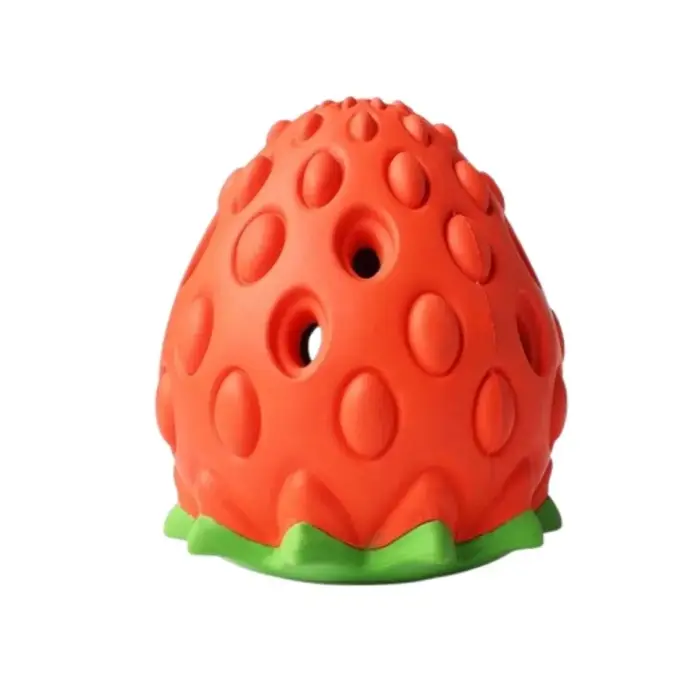 Balle à mâcher pour chien en forme de fraise, résistante aux morsures, pour le nettoyage des dents, 