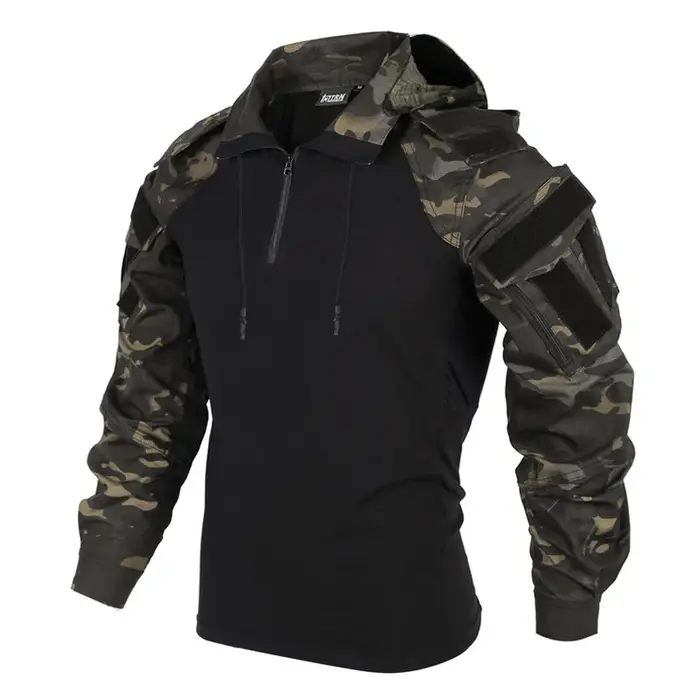 T-Shirt de Combat CP camouflage pour hommes, chemises tactiques à capuche, Airsoft, Paintball, Campi
