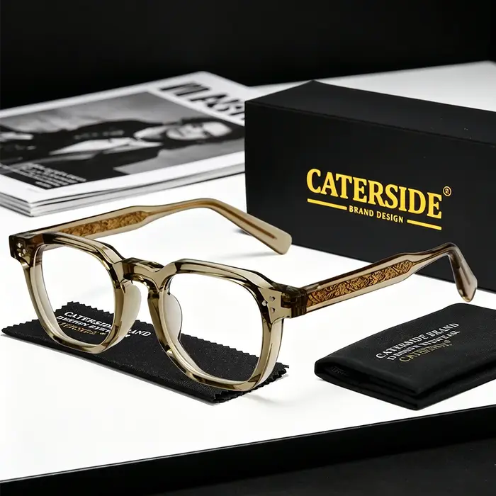 Lunettes carrées plates Caterside en plastique TR certifiées CE pour hommes et femmes avec motif rayé et design minimaliste pour toutes les occasions