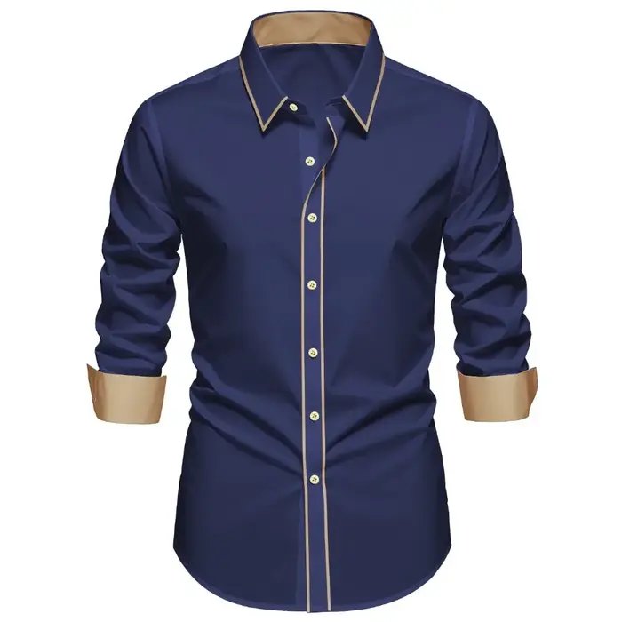 2025 nouveaux hommes Patchwork chemise mode luxe à manches longues intelligent décontracté quatre sa