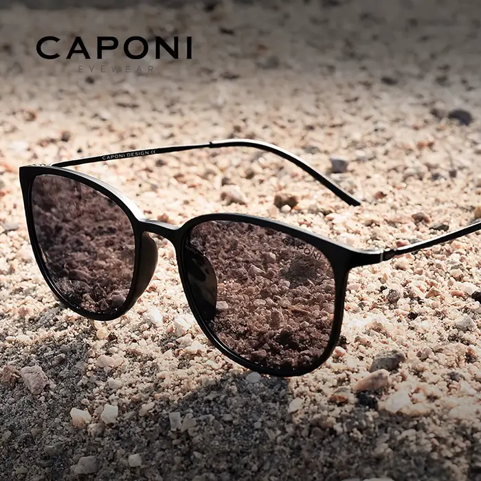 CAPONI ovale hommes lunettes de soleil photochromiques lunettes de soleil polarisées pour hommes pro