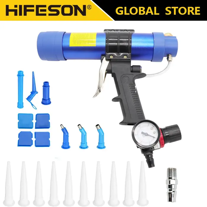 Pistolet à calfeutrer pneumatique avec assujet, odorà air comprimé, outil de calfeutrage en silicone