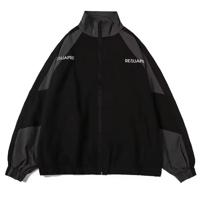 Hip Hop varsité veste hommes haute rue Patchwork couleur noir coupe-vent manteaux femmes printemps a