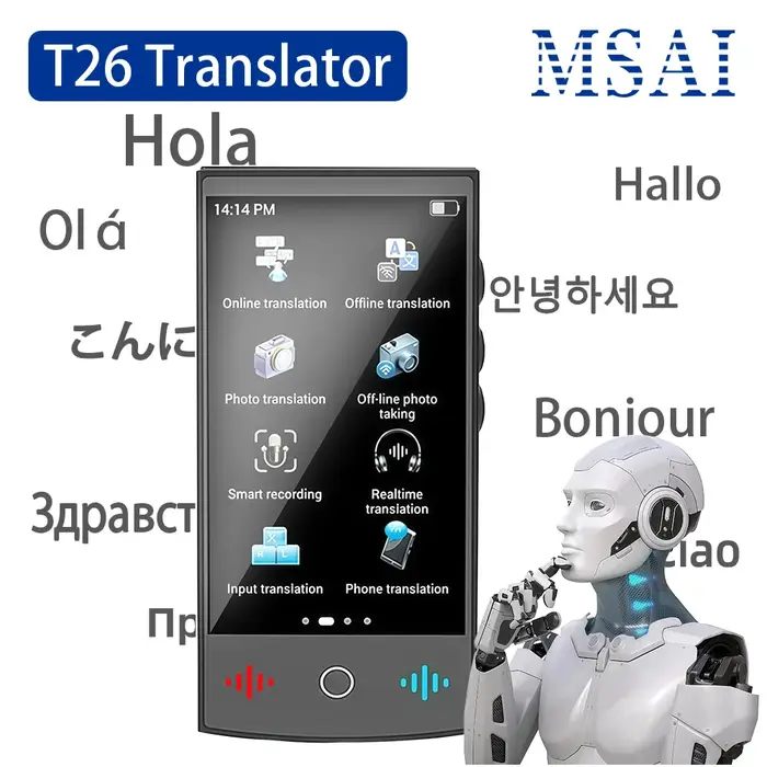 Traducteur voyage IA T26 ChatGPT 2026 - Traduction vocale 160 langues professionnel entreprise