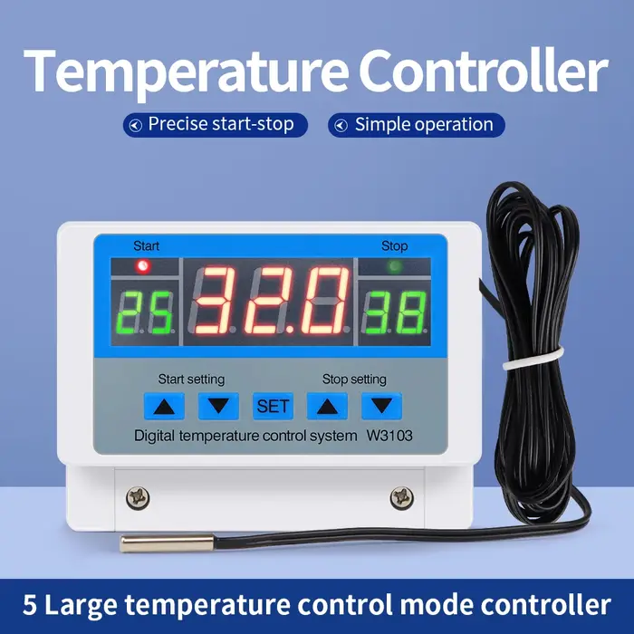 Contrôleur de température numérique 220V Max 5000W Thermostat numérique 30A -19 à 99 ℃   Commutateur