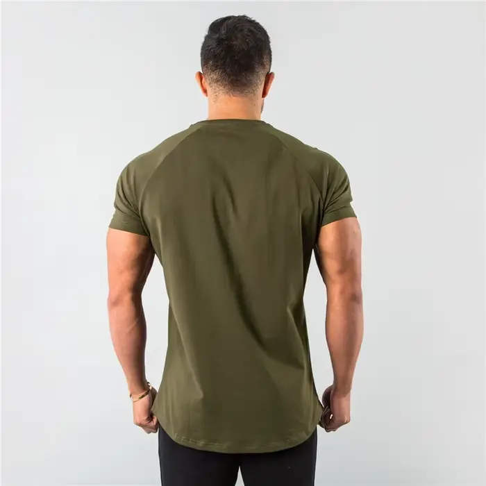 T-shirt de fitness en coton uni pour hommes, manches courtes, joggeurs musculaires, t-shirt de muscu