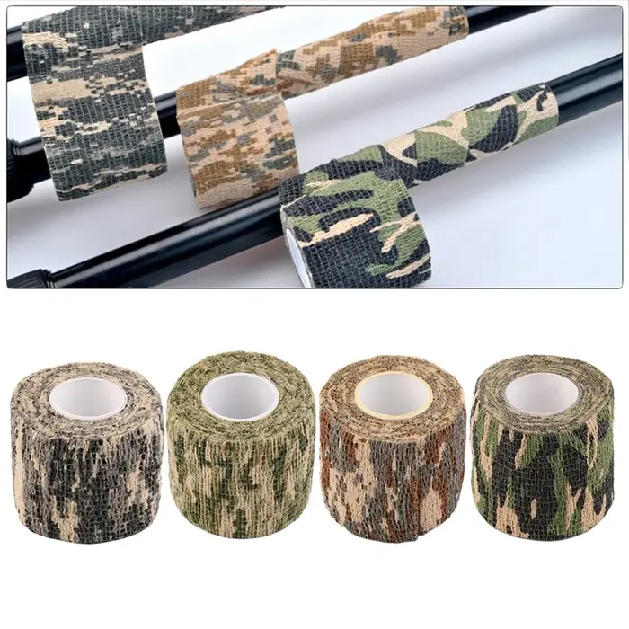 Ruban camouflage invisible 4.5m réutilisable auto-adhésif - Enveloppage fusil chasse pêche camping outil