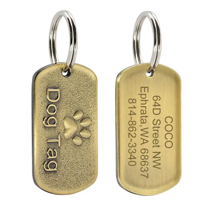Étiquette d'identification de chien en acier inoxydable étiquettes personnalisées pour chiens plaque