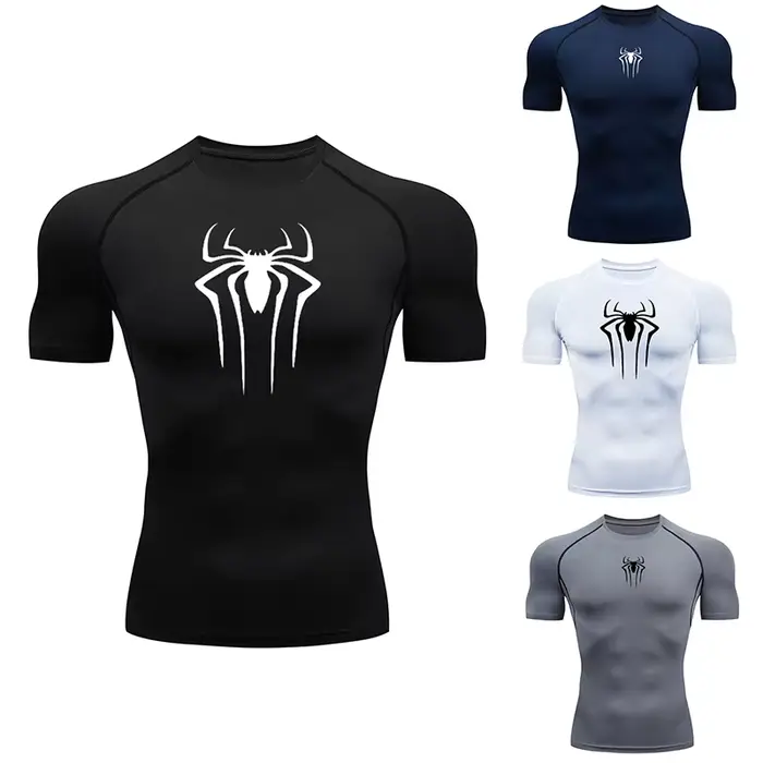 T-shirt de compression à manches courtes pour homme, vêtement de sport, de fitness, de course, de gy